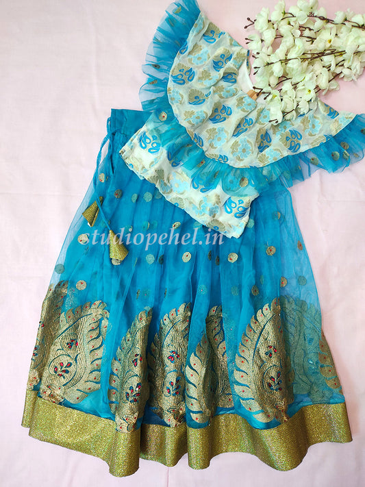 Girls Blue Traditional Skirt Set