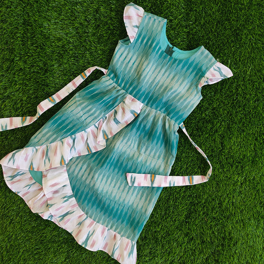 Girls Blue Ikkat Casual Dress