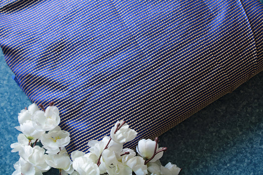 Pepsi blue embroidered raw silk fabric