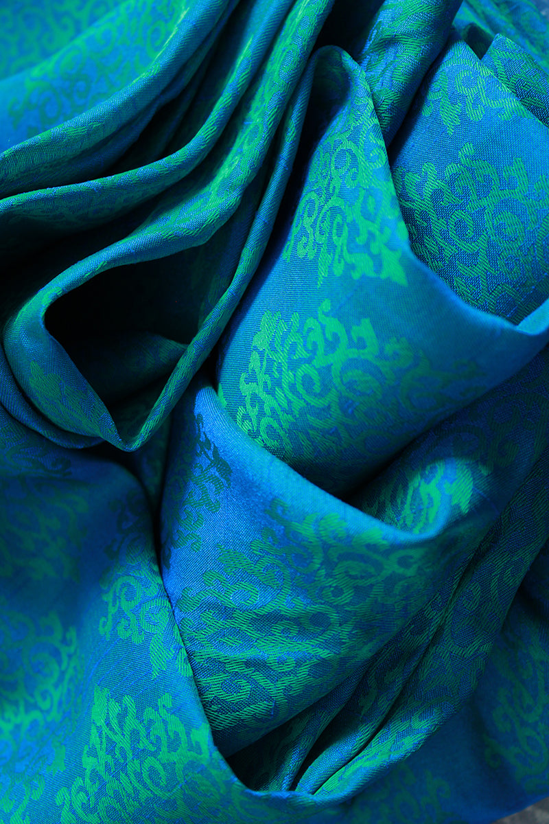 Deep blue soft crepe embossed fabric