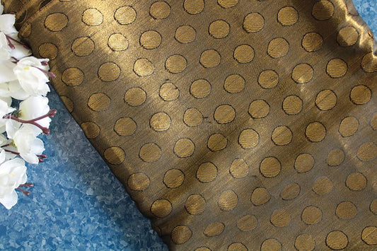 Polka gold & black brocade fabric