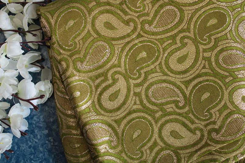 Pale green paisley heavy brocade