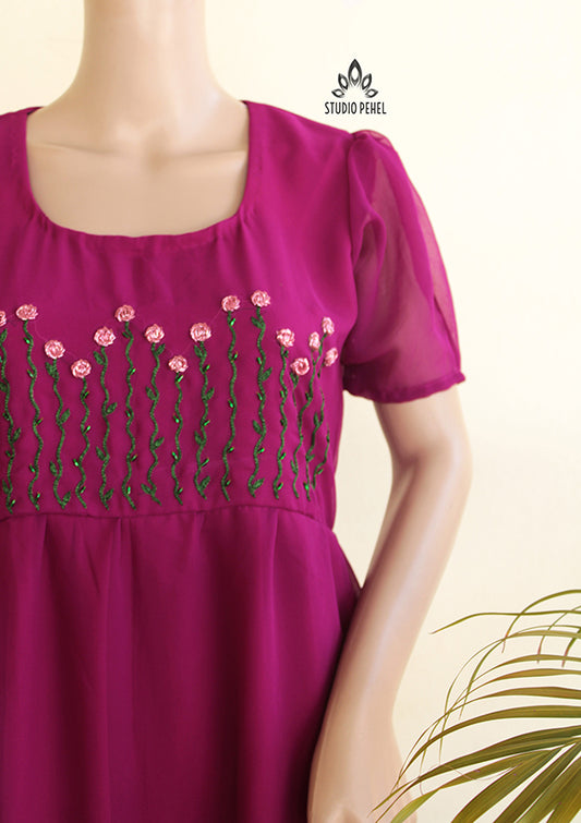 Magenta Designer Georgette Dress