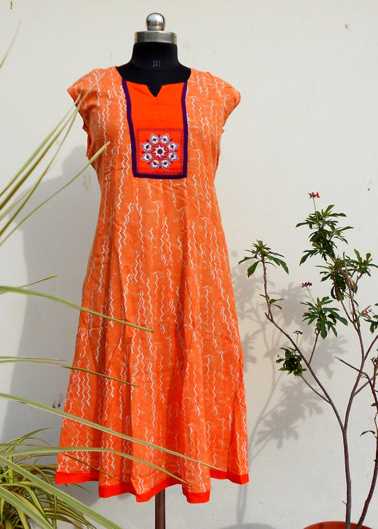 Aastha Orange rayon kurti - STUDIO PEHEL