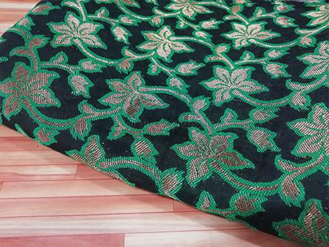 Black /Green floral jaquard fabric - STUDIO PEHEL