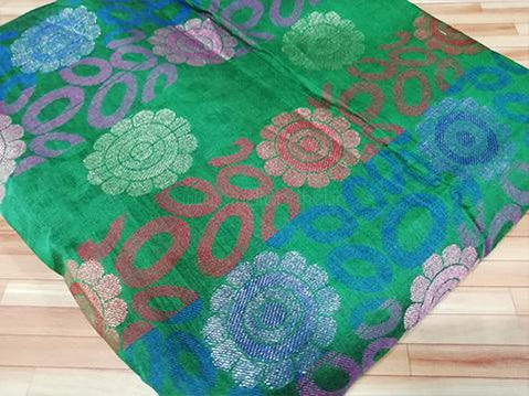 Bottle green border style printed jaquard - STUDIO PEHEL