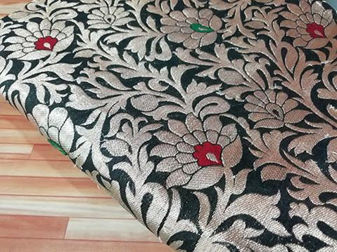 Balck/copper floral jaquard fabric - STUDIO PEHEL