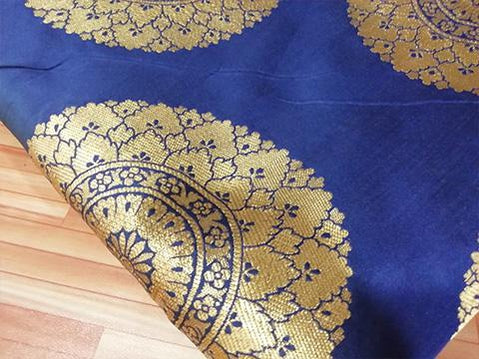 Royal Blue chakra motif jaquard fabric - STUDIO PEHEL