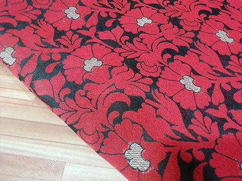 Black/red floral brocade fabric - STUDIO PEHEL