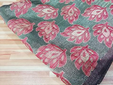 Grey & rose brocade fabric - STUDIO PEHEL
