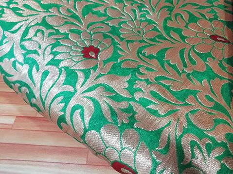 Parrot green /gold floral jaquard fabric - STUDIO PEHEL