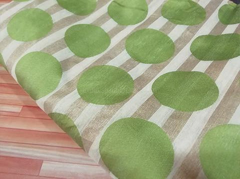 Olive green /Ivory big polka jaquard fabric - STUDIO PEHEL