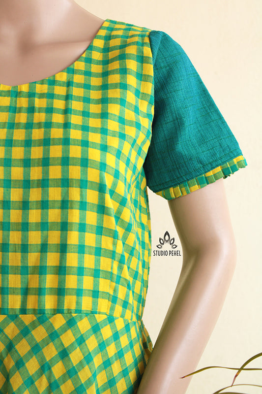 Checked South Cotton Women Dress