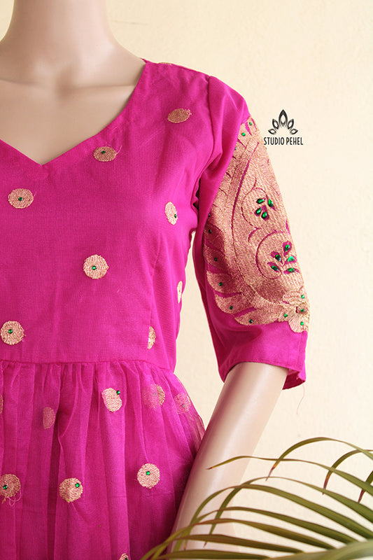 Designer Net Pink Dress