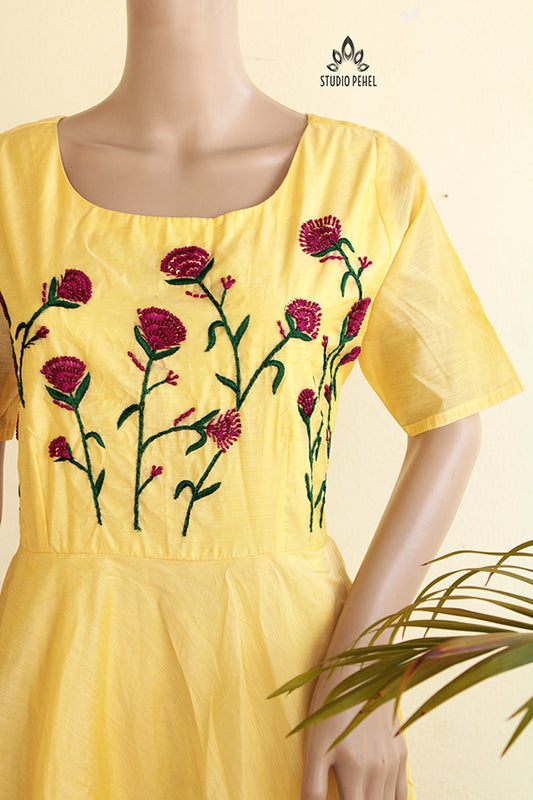 Yellow Chanderi Dress