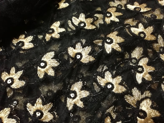 Laknaavi black embroidered heavy sequence fabric - STUDIO PEHEL