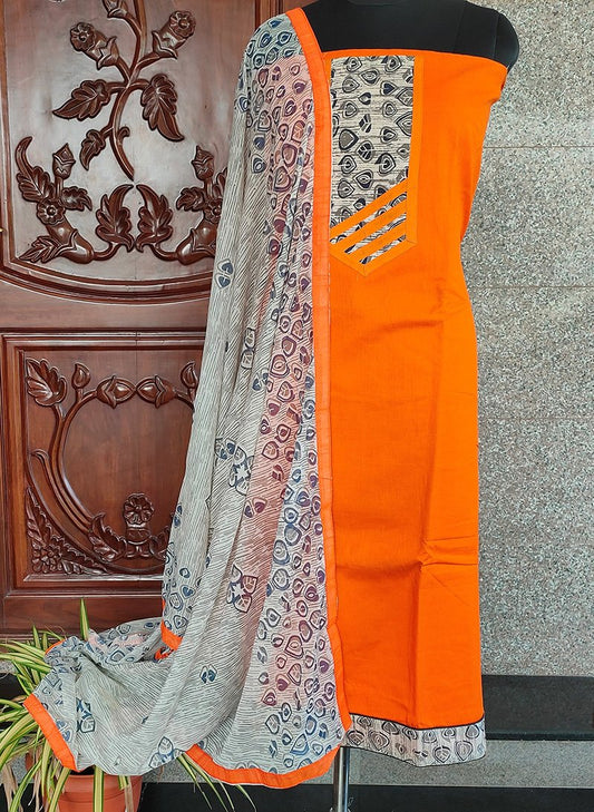 Bindu orange woven cotton Salwar set - STUDIO PEHEL
