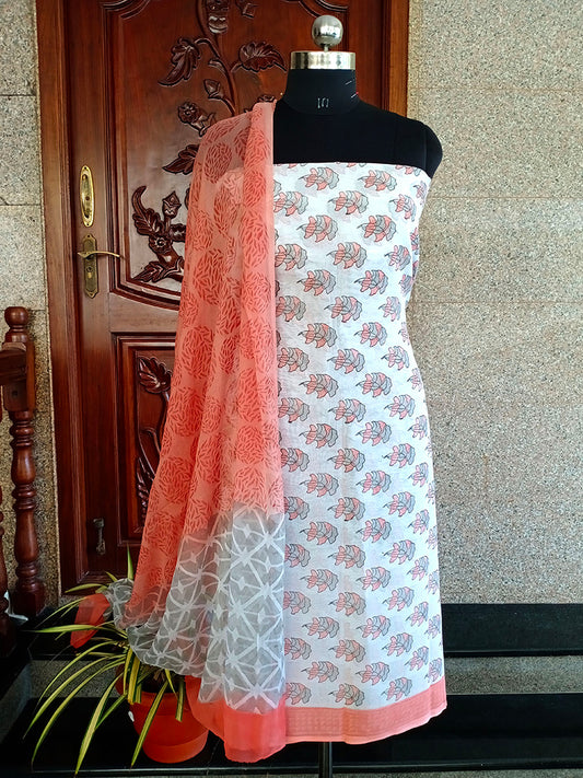 Neelima organza white peach Salwar Suit - STUDIO PEHEL