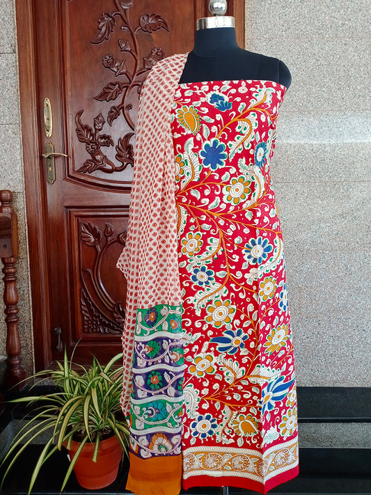 Nilaya red pen kalamkari Salwar Suit - STUDIO PEHEL