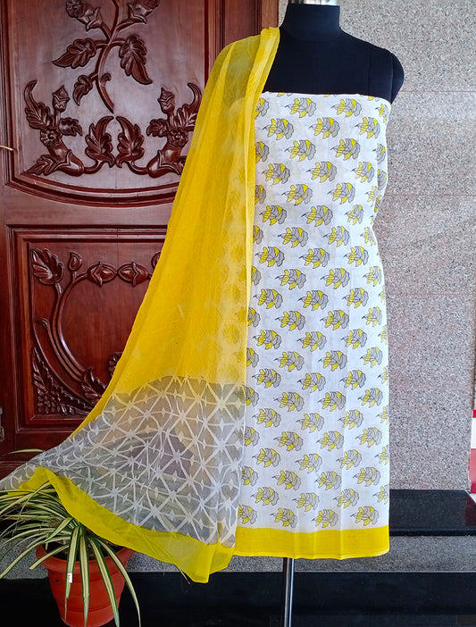 Neelima organza white yellow Salwar Suit - STUDIO PEHEL