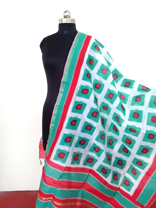 Chanderi block printed Dupatta - STUDIO PEHEL