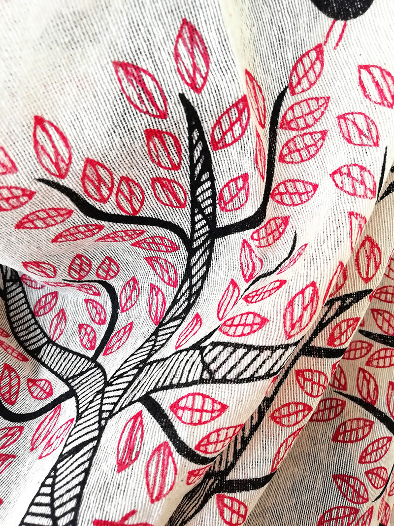 Cotton Jute Handpainted Dupatta - STUDIO PEHEL