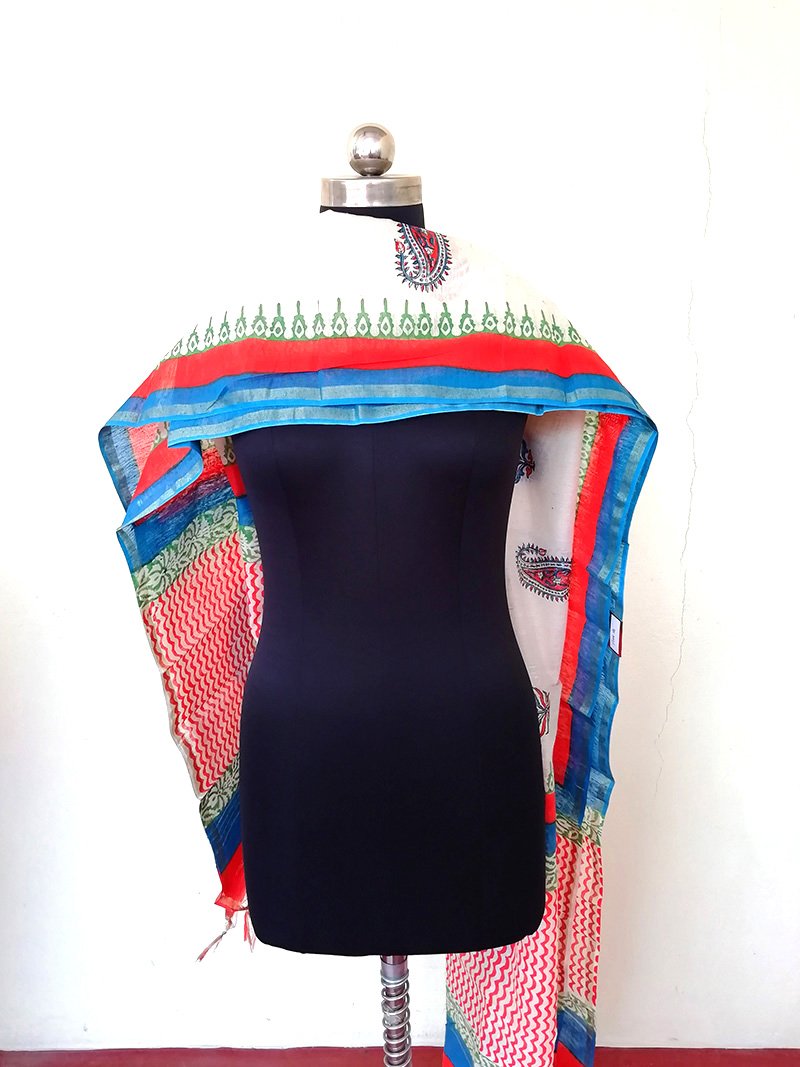 Cotton chanderi block printed Dupatta - STUDIO PEHEL