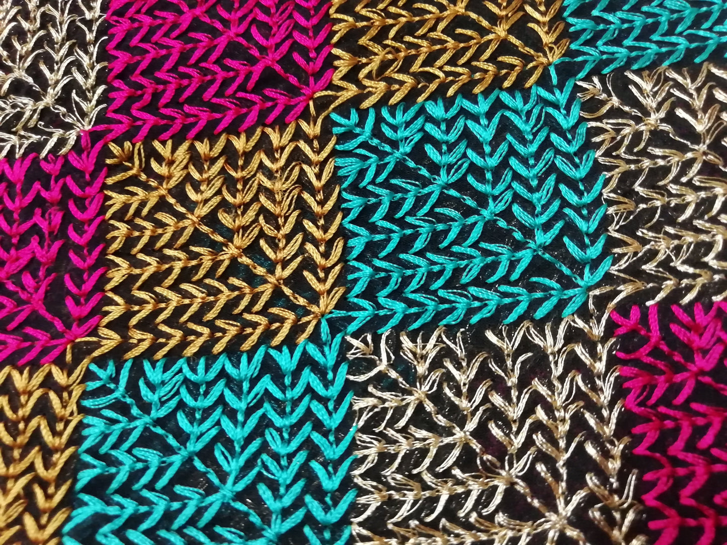 Multi shade Heavy embroidered chiffon fabric - STUDIO PEHEL