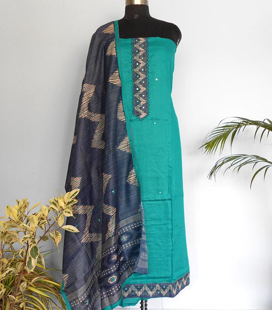 South Cotton silk salwar-Teal - STUDIO PEHEL