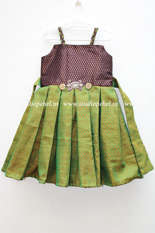 Girls Green brocade Gown