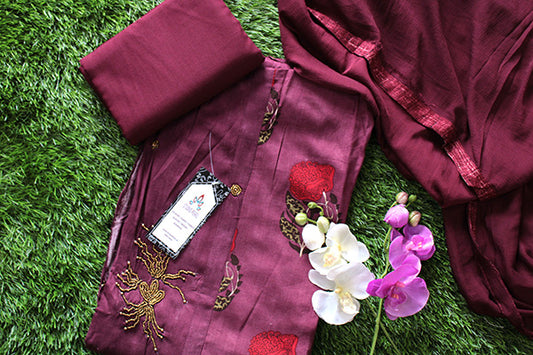 Burgundy Shade Patterned Salwar Set