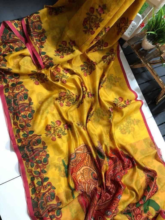 Fusion Chanderi Sarees - Manjal