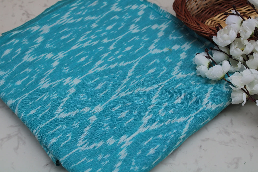 Ikkat Cotton Fabric - Refreshing blue