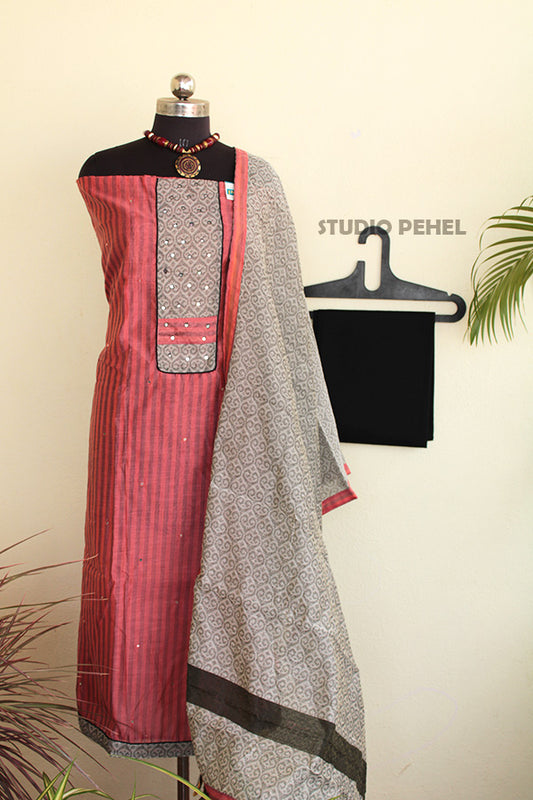 Dusty Rose Chanderi Cotton Salwar Set