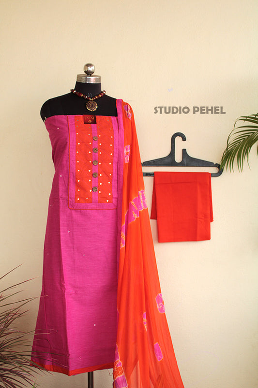 Rose & Orange South Cotton Salwar Set