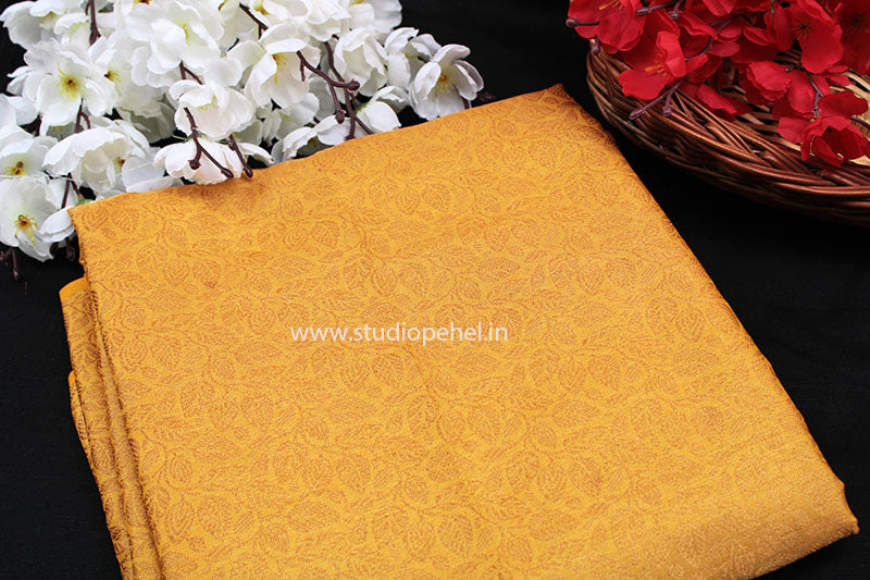 Brocade Fabric - Golden yellow floral