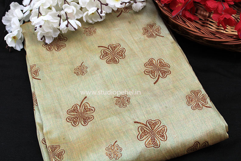 Brocade Fabric - Irish green & copper