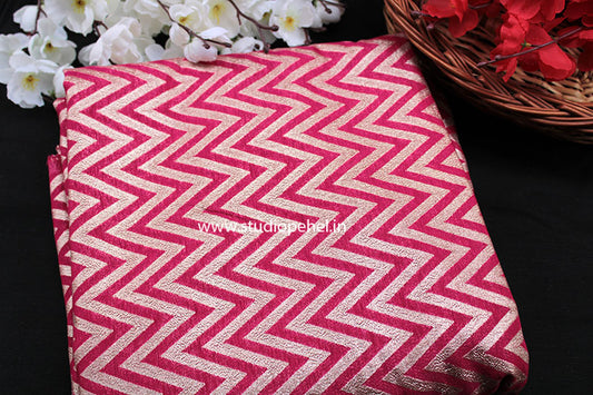 Brocade Fabric - Royal Pink waves