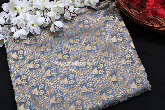 Brocade Fabric - Floral dull blue