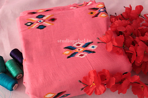 Pastel pink tribal cotton fabric