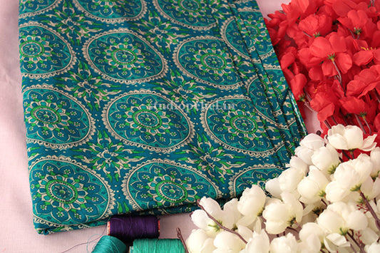 Sea blue mandala cotton fabric