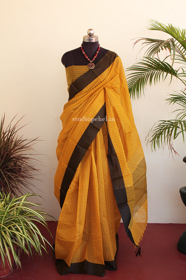 Minimal yellow handloom saree