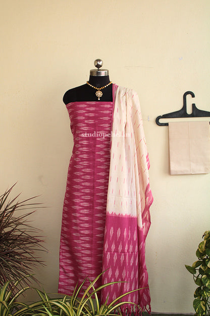 Ikkat Salwar Set-Pink