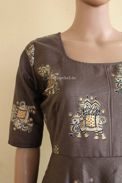 Grey & gold elephant motif dress