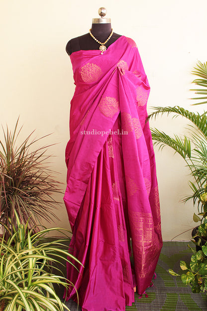 Soft Silk Saree - Ruby Pink