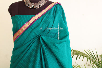 Silk Cotton saree - Teal