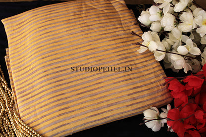 Muslin silk fabric - Yellow stripes