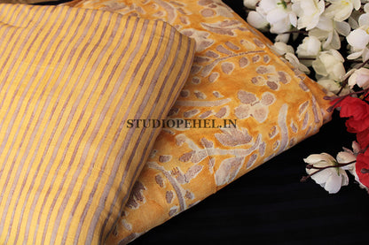 Muslin silk fabric - yellow floral