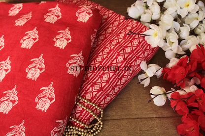 Muslin silk fabric - Red rose