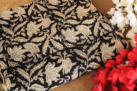 Black floral cotton fabric